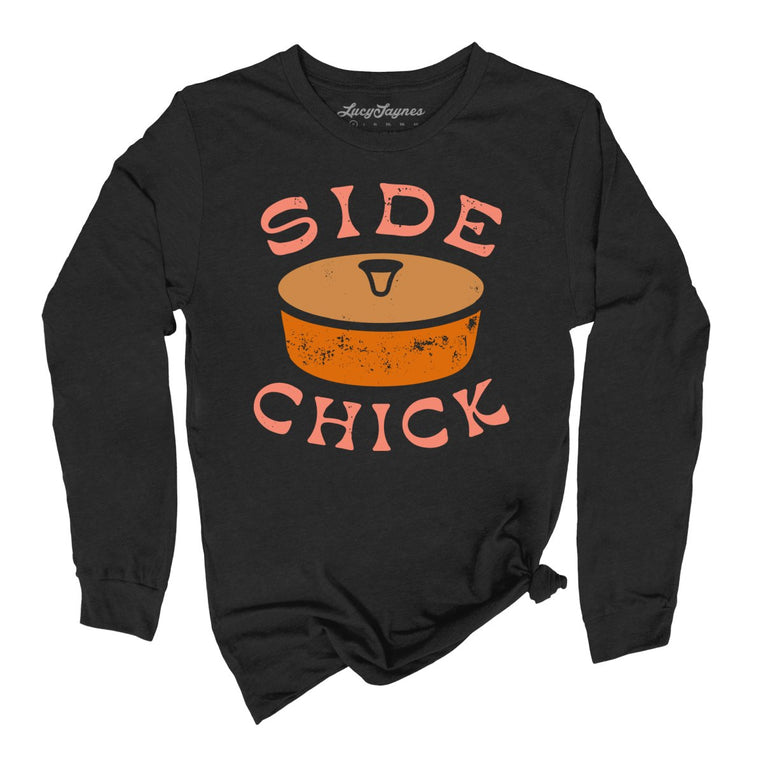 Side Chick Graphic Long Sleeve Tee - Black
