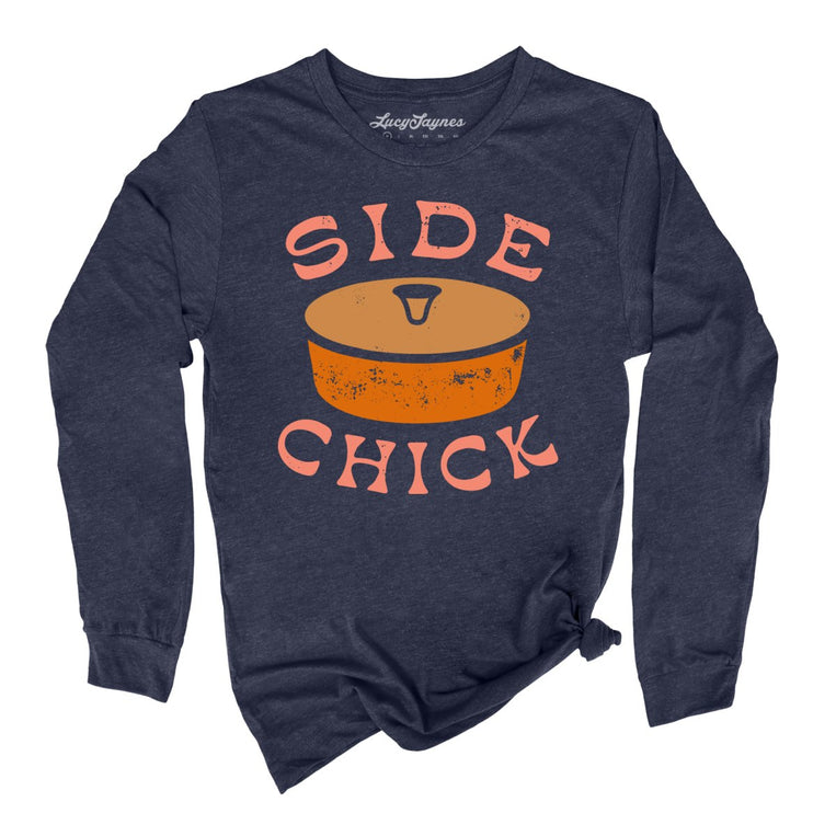 Side Chick Graphic Long Sleeve Tee - Heather Navy