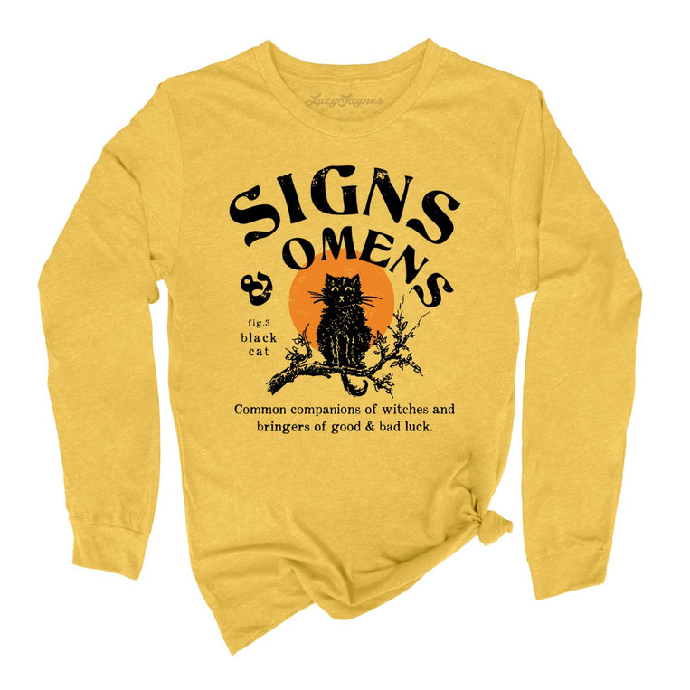 Signs & Omens Graphic Long Sleeve Tee - Heather Yellow Gold