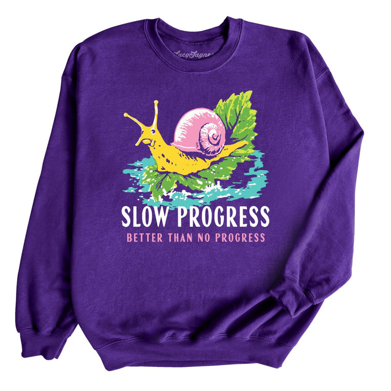 Slow Progress Better Than No Progress Graphic Sweatshirt - Purple