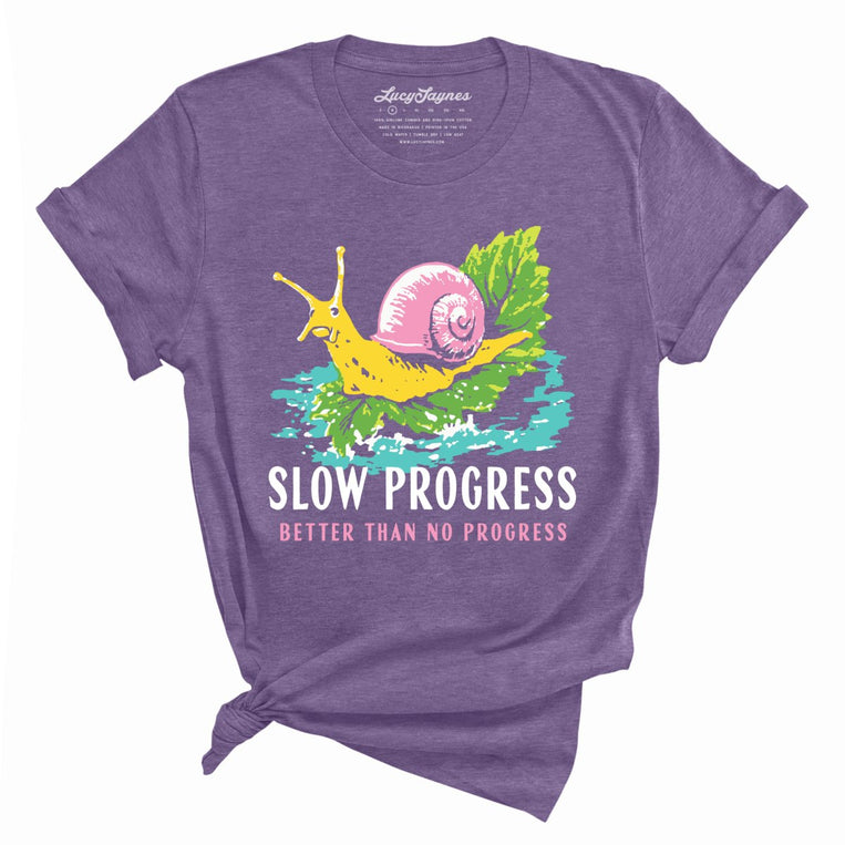 Slow Progress Better Than No Progress Graphic Tee - Heather Purple