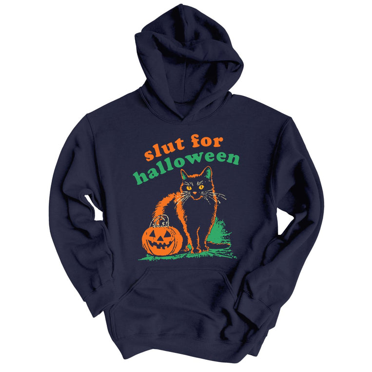Slut For Halloween Graphic Hoodie - Classic Navy