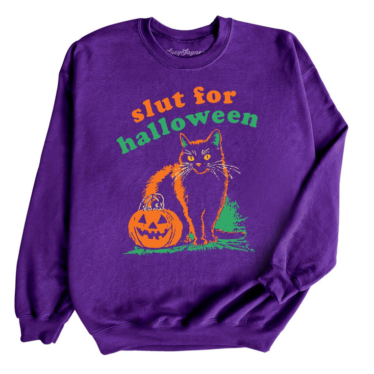 Slut For Halloween Graphic Sweatshirt - Purple