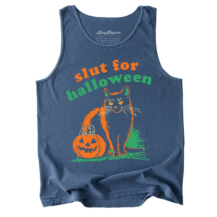 Slut For Halloween Comfort Colors Graphic Tank Top - Denim