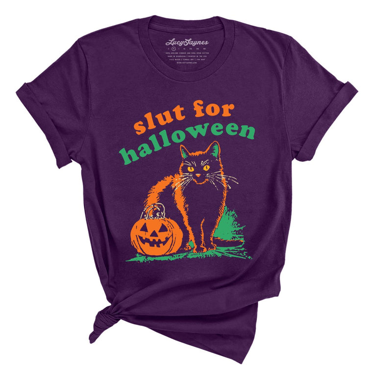 Slut For Halloween Graphic Tee - Team Purple