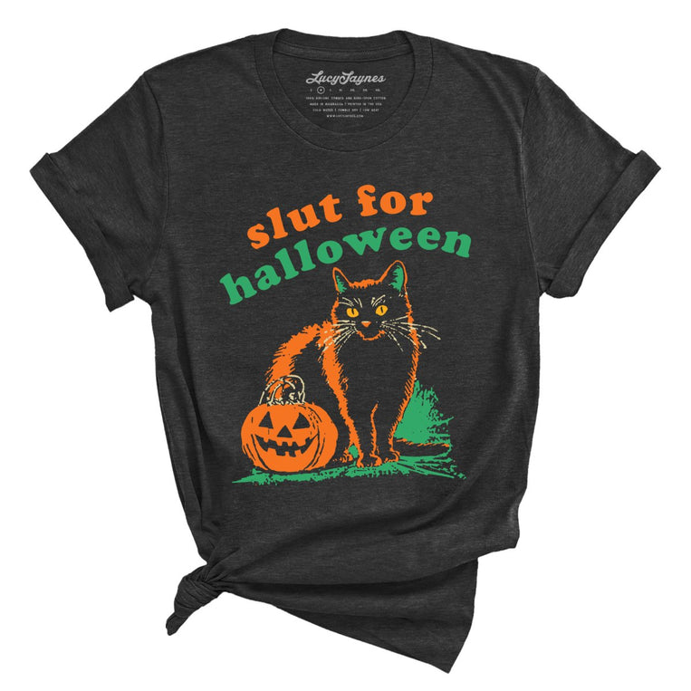 Slut For Halloween Graphic Tee - Dark Grey Heather