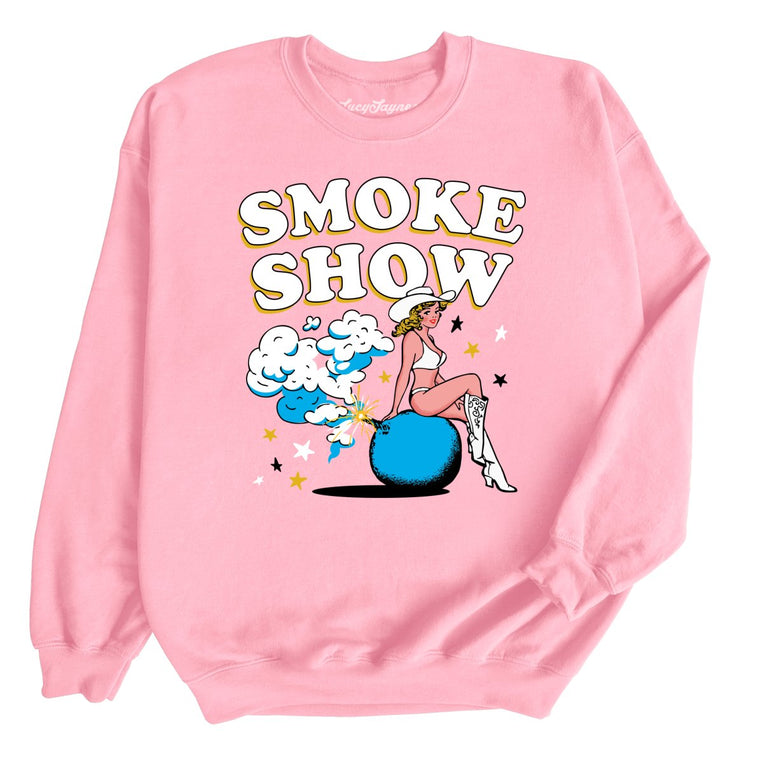 Smoke Show Babe Graphic Sweatshirt - Light Pink