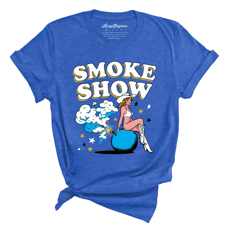 Smoke Show Babe Graphic Tee - Heather True Royal