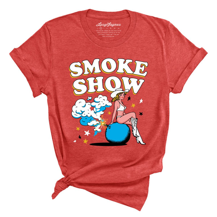 Smoke Show Babe Graphic Tee - Heather Red