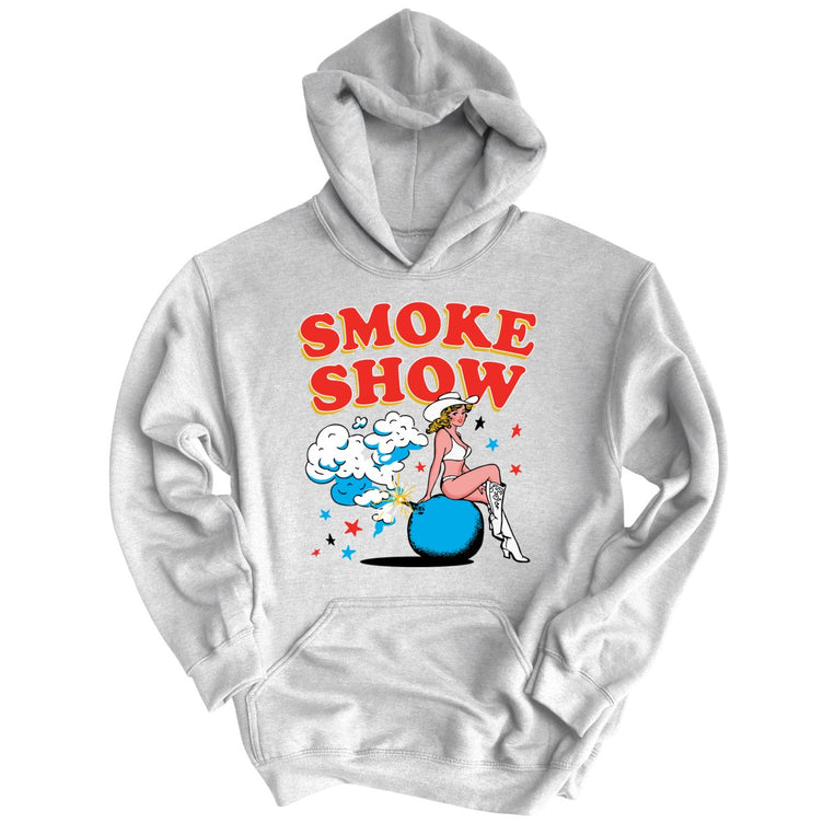 Smoke Show Babe Graphic Hoodie - Grey Heather