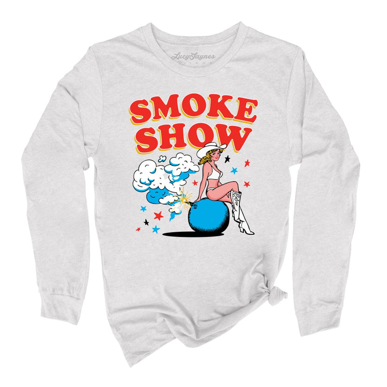 Smoke Show Babe Graphic Long Sleeve Tee - Ash