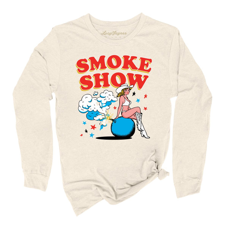Smoke Show Babe Graphic Long Sleeve Tee - Natural