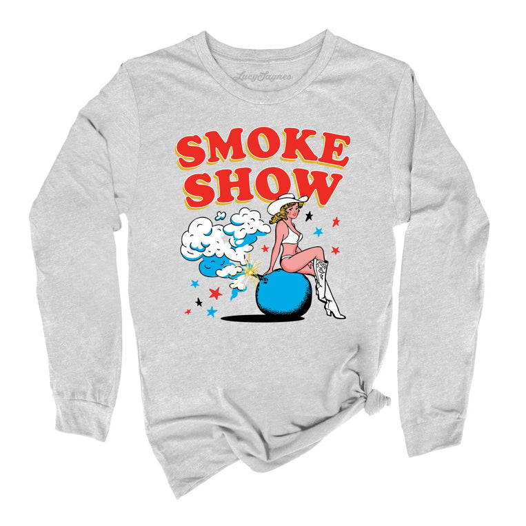 Smoke Show Babe Graphic Long Sleeve Tee - Athletic Heather