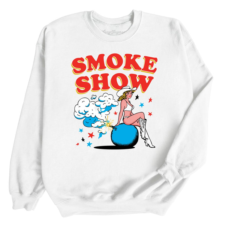 Smoke Show Babe Graphic Sweatshirt - White