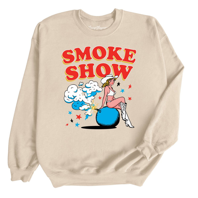 Smoke Show Babe Graphic Sweatshirt - Sand