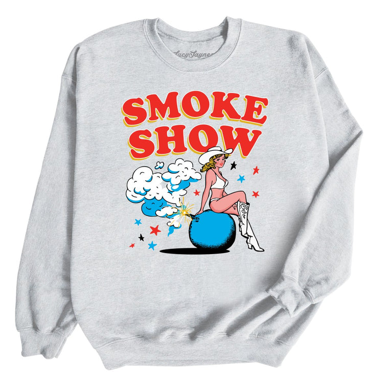 Smoke Show Babe Graphic Sweatshirt - Ash