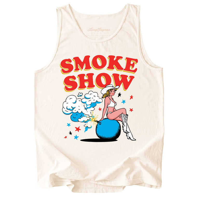Smoke Show Babe Comfort Colors Graphic Tank Top - Ivory