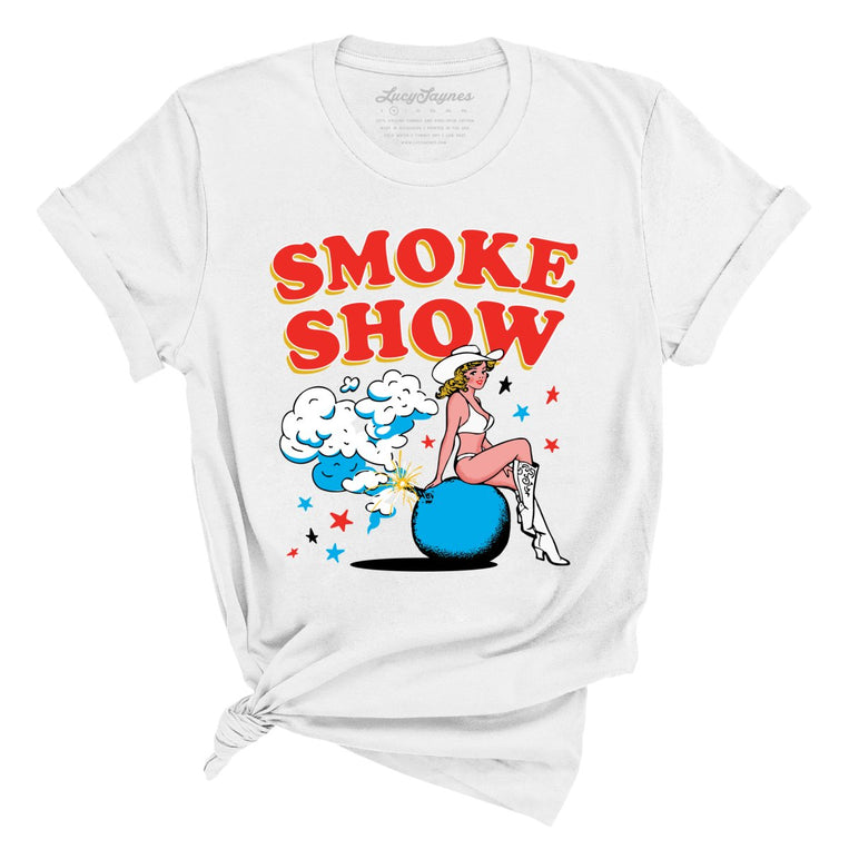 Smoke Show Babe Graphic Tee - White