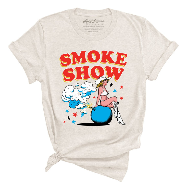 Smoke Show Babe Graphic Tee - Heather Dust