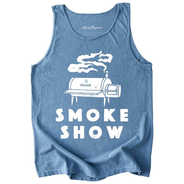 Smoke Show Grill Comfort Colors Graphic Tank Top - Blue Jean
