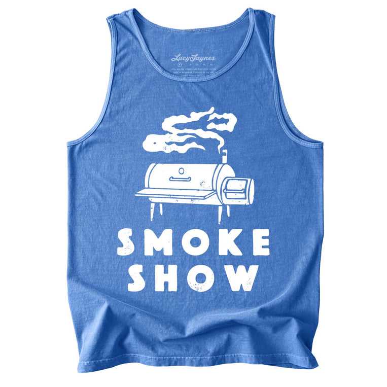 Smoke Show Grill Comfort Colors Graphic Tank Top - Flo Blue