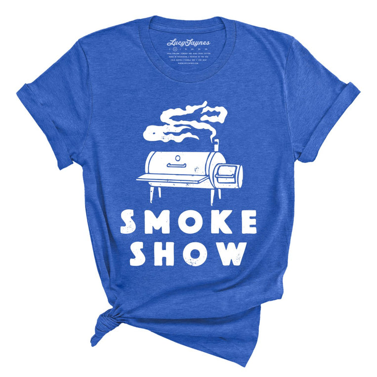 Smoke Show Grill Graphic Tee - Heather True Royal