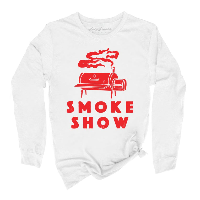 Smoke Show Grill Graphic Long Sleeve Tee - White