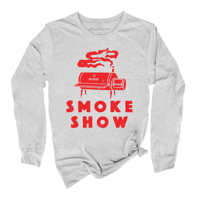 Smoke Show Grill Graphic Long Sleeve Tee - Athletic Heather
