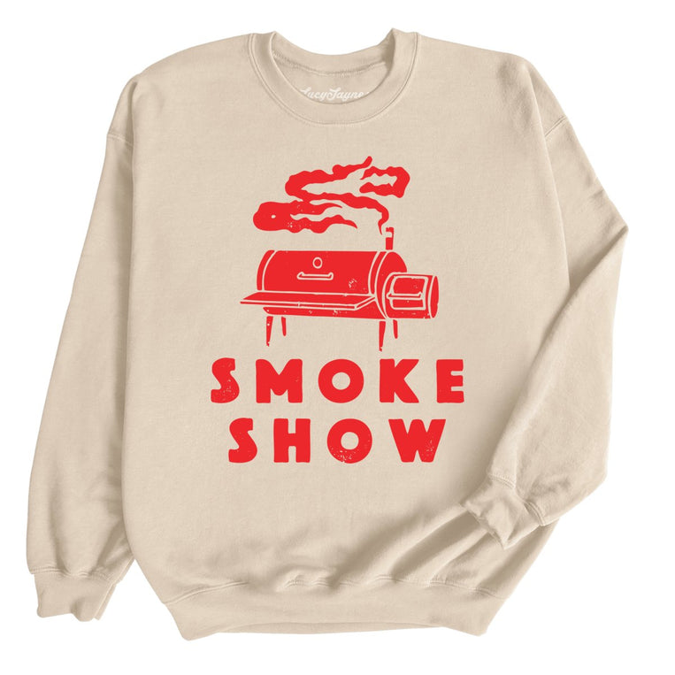 Smoke Show Grill Graphic Sweatshirt - Sand