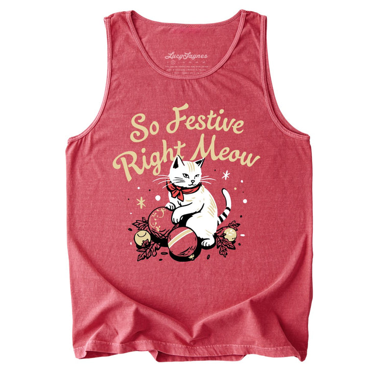 So Festive Right Meow Comfort Colors Tank Top