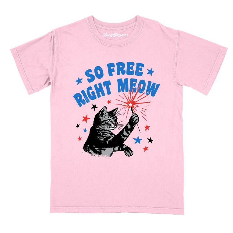 So Free Right Meow Comfort Colors Graphic Tee - Blossom