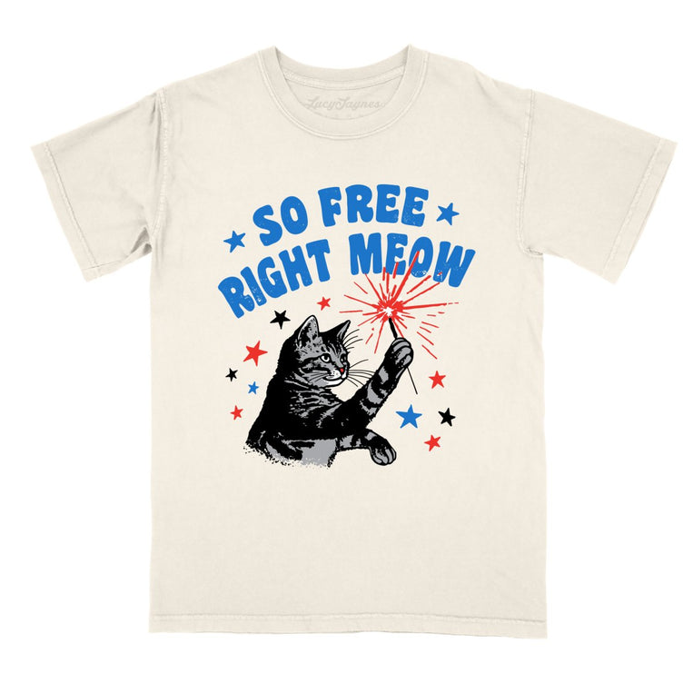 So Free Right Meow Comfort Colors Graphic Tee - Ivory