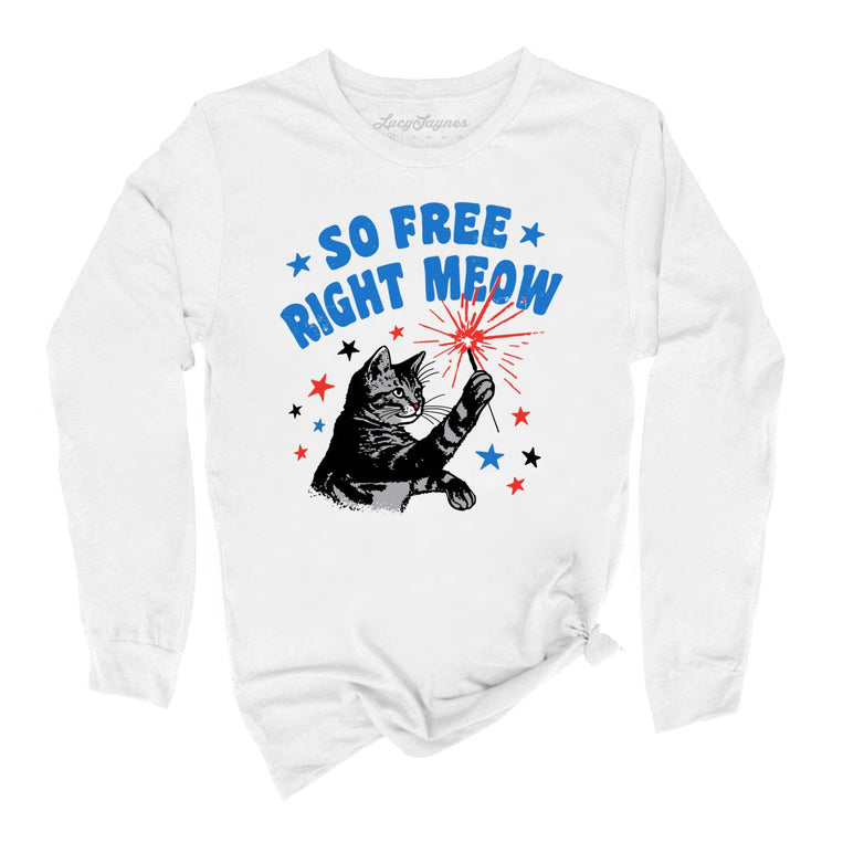 So Free Right Meow Graphic Long Sleeve Tee