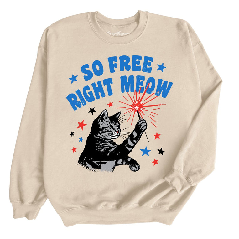 So Free Right Meow Graphic Sweatshirt - Sand