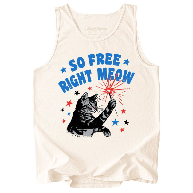 So Free Right Meow Comfort Colors Graphic Tank Top - Ivory