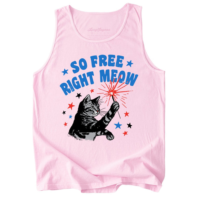 So Free Right Meow Comfort Colors Graphic Tank Top - Blossom