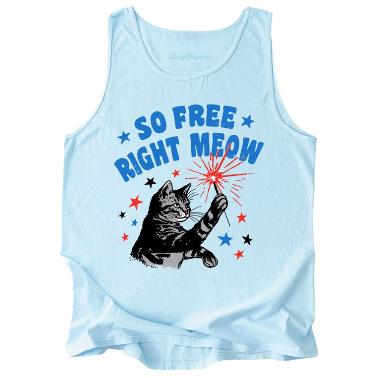 So Free Right Meow Comfort Colors Graphic Tank Top - Chambray