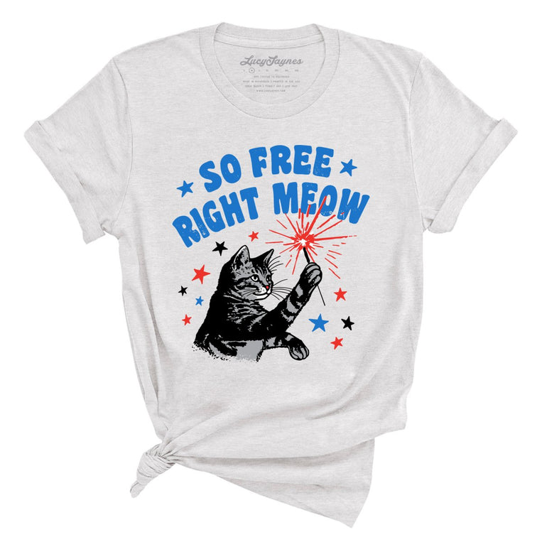 So Free Right Meow Graphic Tee - Ash