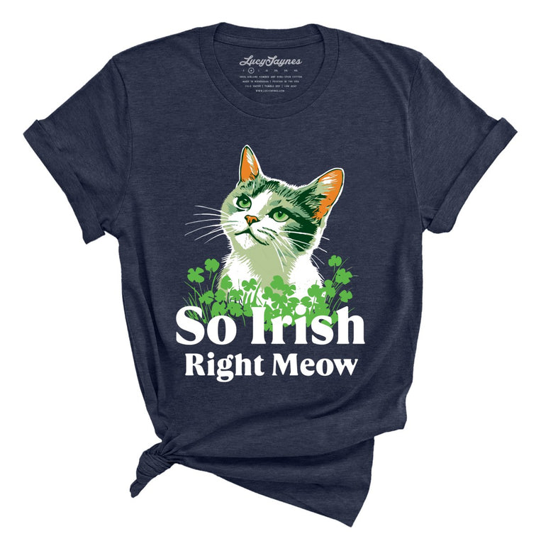 So Irish Right Meow Graphic Tee - Heather Midnight Navy