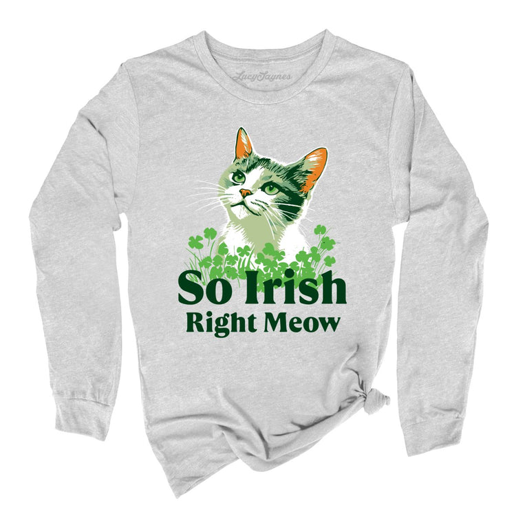 So Irish Right Meow Graphic Long Sleeve Tee - Athletic Heather