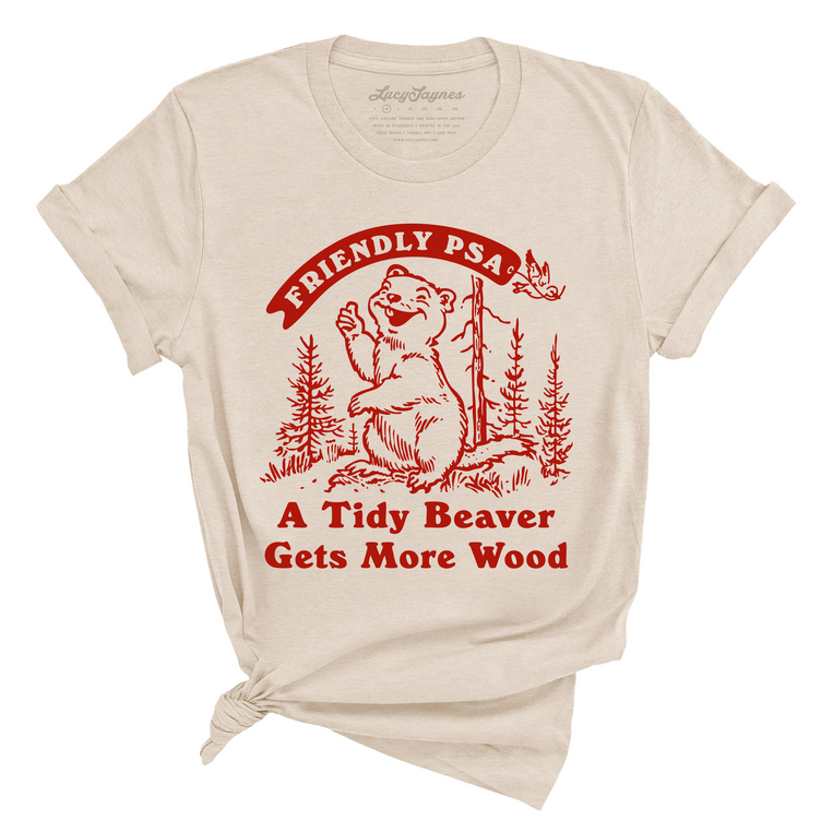 A Tidy Beaver Gets More Wood Graphic Tee - Soft Cream