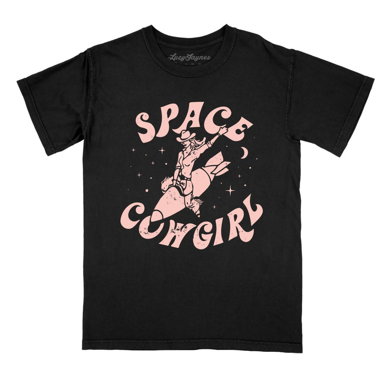 Space Cowgirl Comfort Colors Graphic Tee - Black