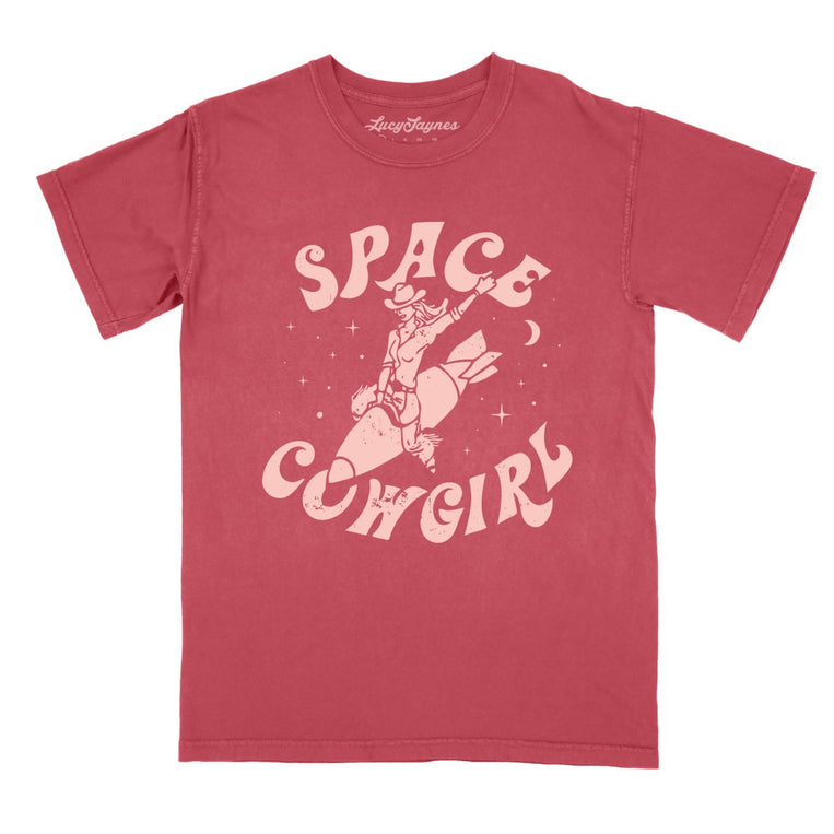 Space Cowgirl Comfort Colors Graphic Tee - Crimson