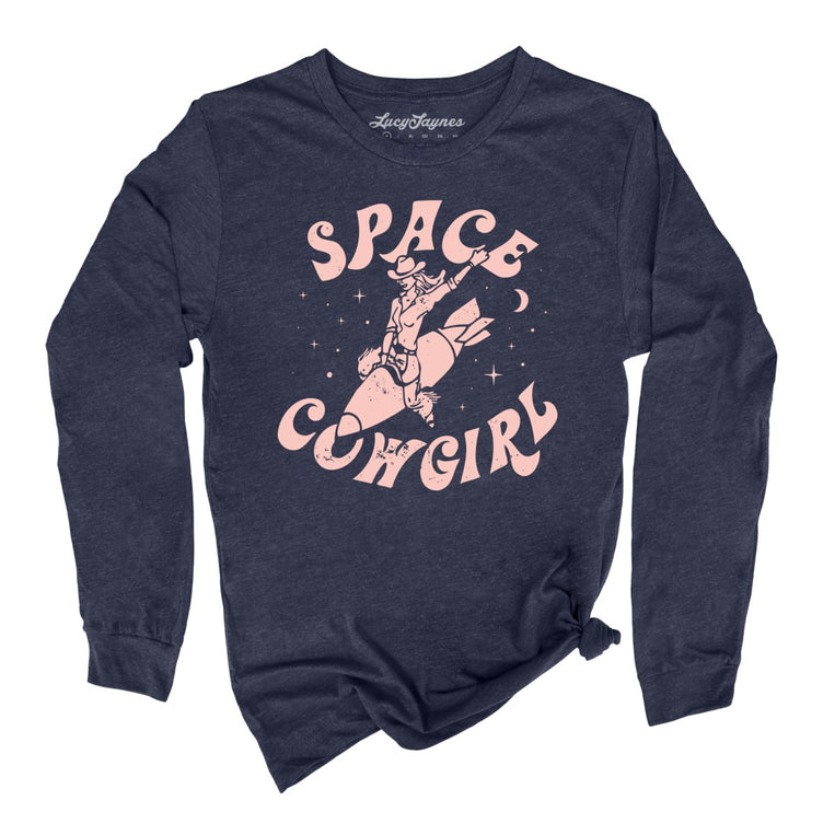 Space Cowgirl Graphic Long Sleeve Tee - Heather Navy