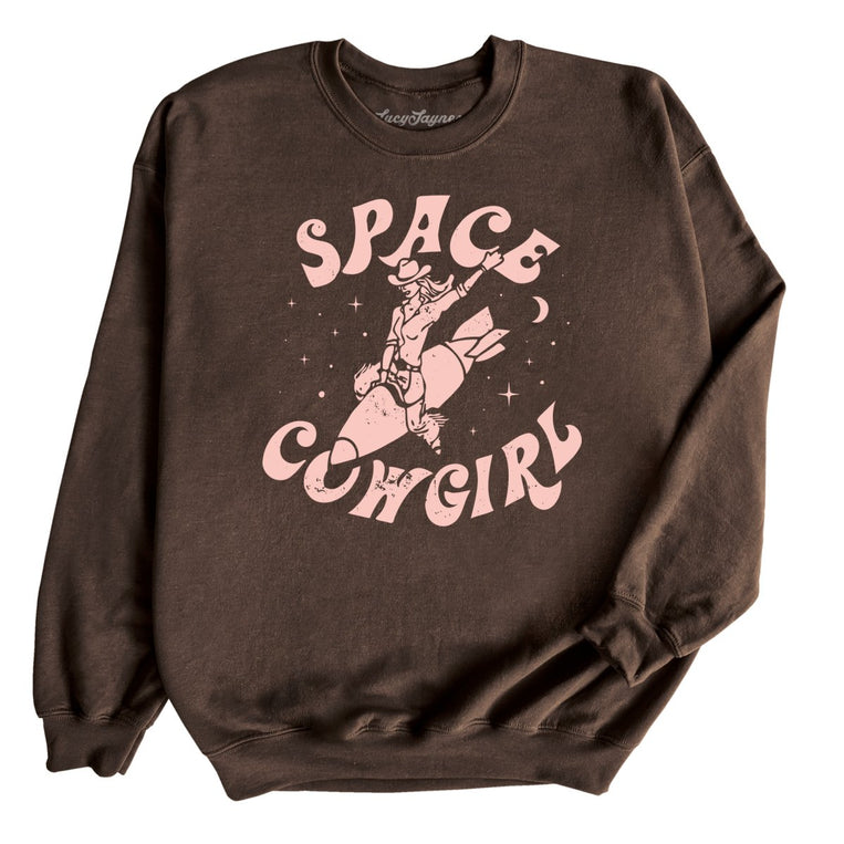 Space Cowgirl Graphic Sweatshirt - Dark Chocolate