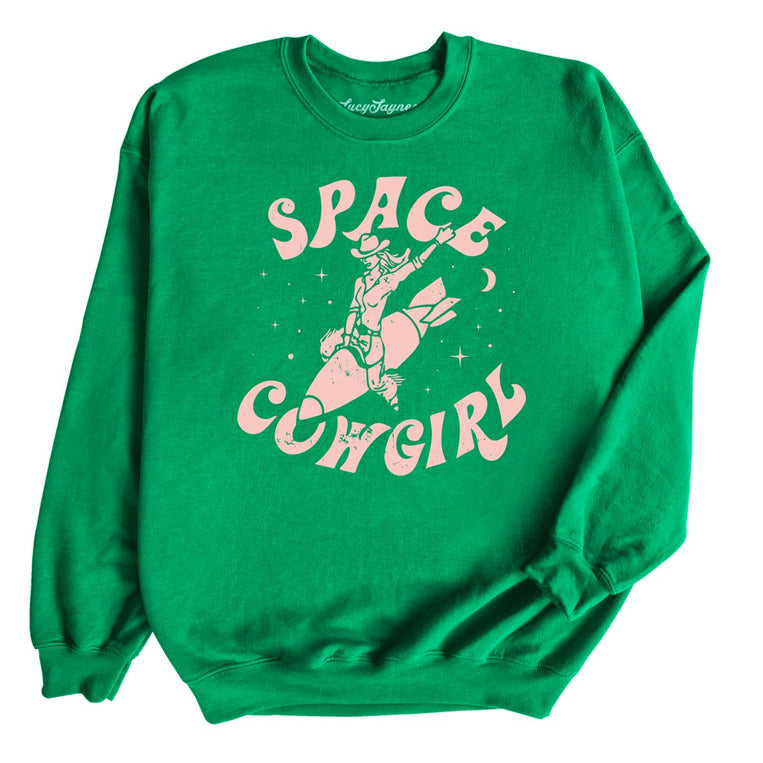 Space Cowgirl Graphic Sweatshirt - Irish Green