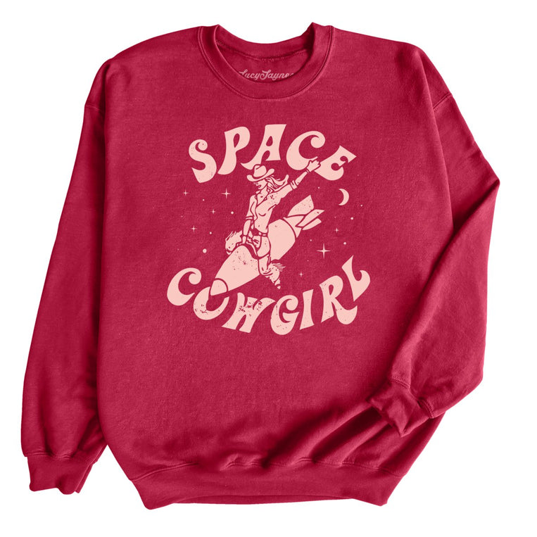 Space Cowgirl Graphic Sweatshirt - Cardinal Red