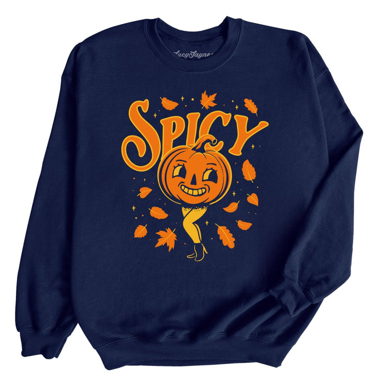 Spicy Pumpkin Graphic Sweatshirt - Navy