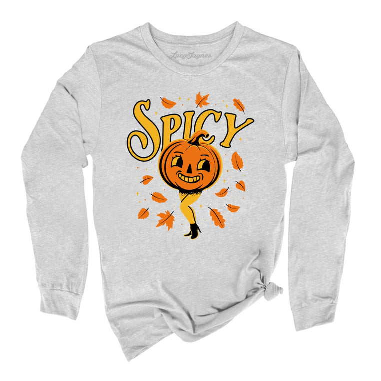 Spicy Pumpkin Graphic Long Sleeve Tee - Athletic Heather