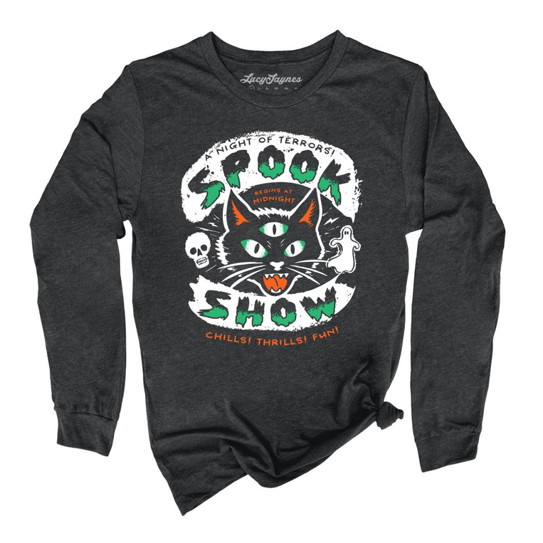 Spook Show Graphic Long Sleeve Tee - Dark Grey Heather